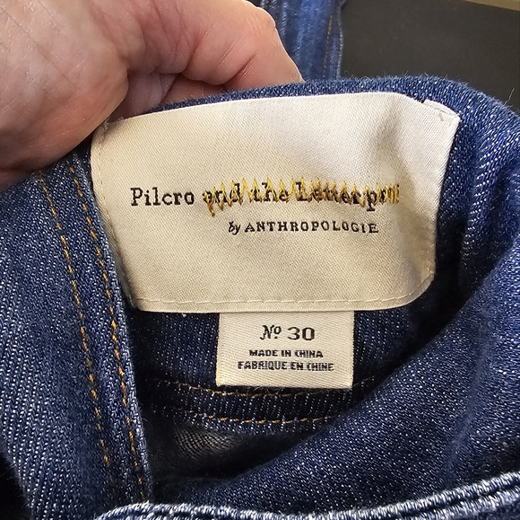 Anthropologie Pilcro Letterpress Wide  Leg Denim Suspender Pant Overall Sz 30 - Picture 7 of 8